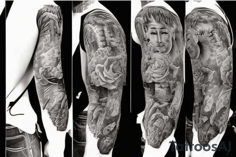 Cowboy sleeve tattoo idea