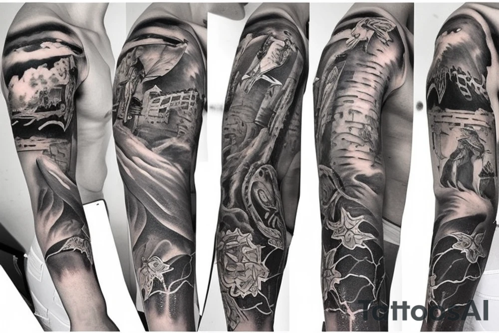 Cowboy sleeve tattoo idea