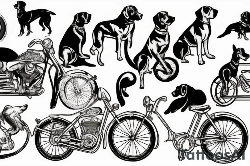 dog riding bike tattoo idea