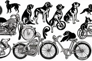 dog riding bike tattoo idea