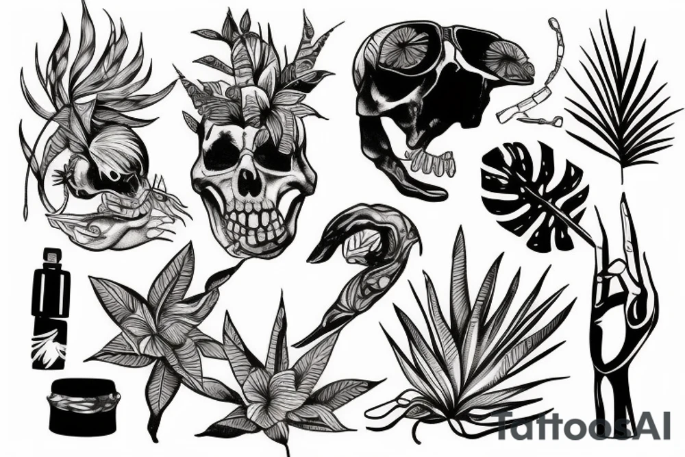 Rotten and paralyzed in a tropical paradise tattoo idea