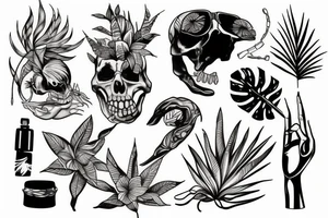 Rotten and paralyzed in a tropical paradise tattoo idea