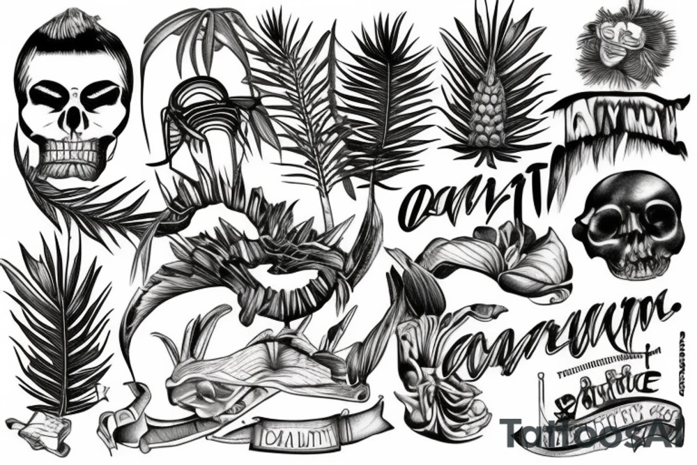 Rotten and paralyzed in a tropical paradise tattoo idea