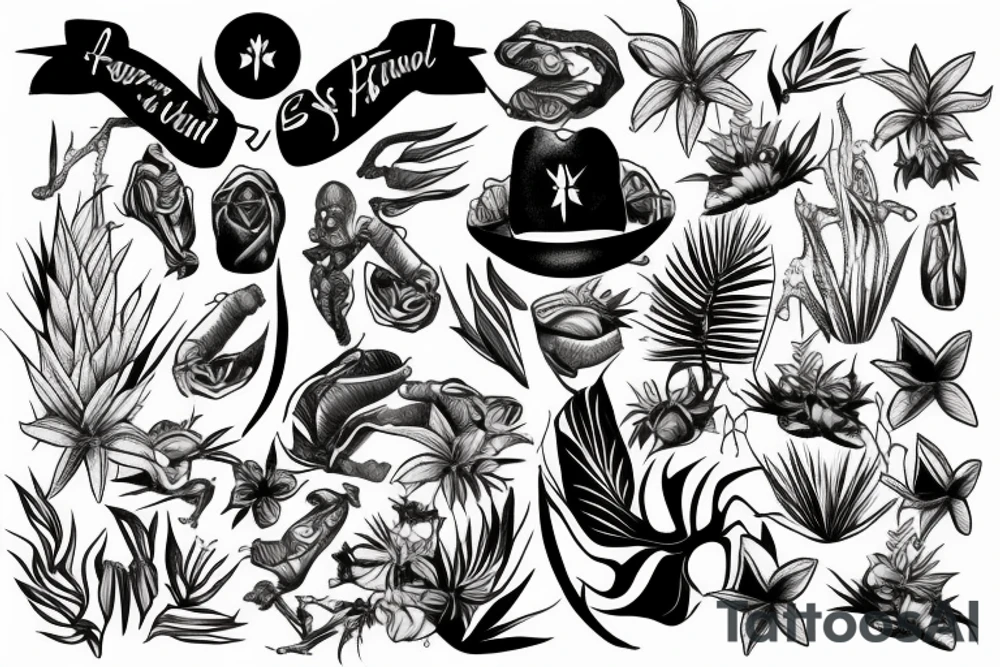 Rotten and paralyzed in a tropical paradise tattoo idea