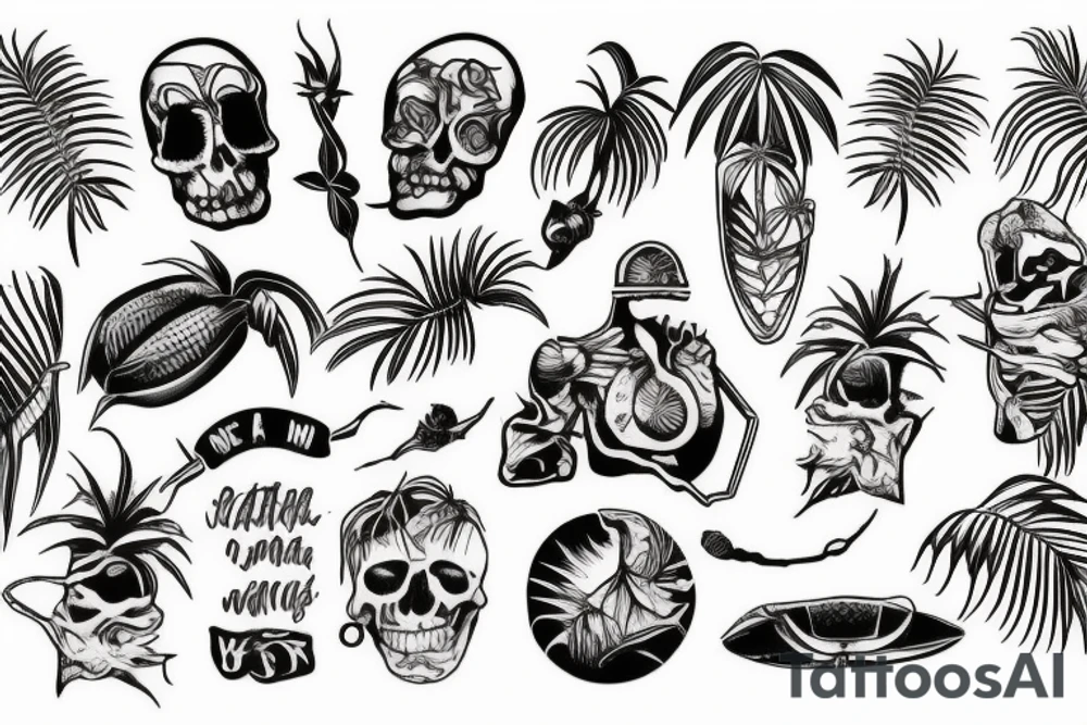 Rotten and paralyzed in a tropical paradise tattoo idea