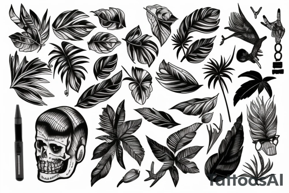 Rotten and paralyzed in a tropical paradise tattoo idea