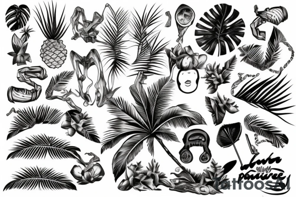 Rotten and paralyzed in a tropical paradise tattoo idea