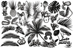 Rotten and paralyzed in a tropical paradise tattoo idea