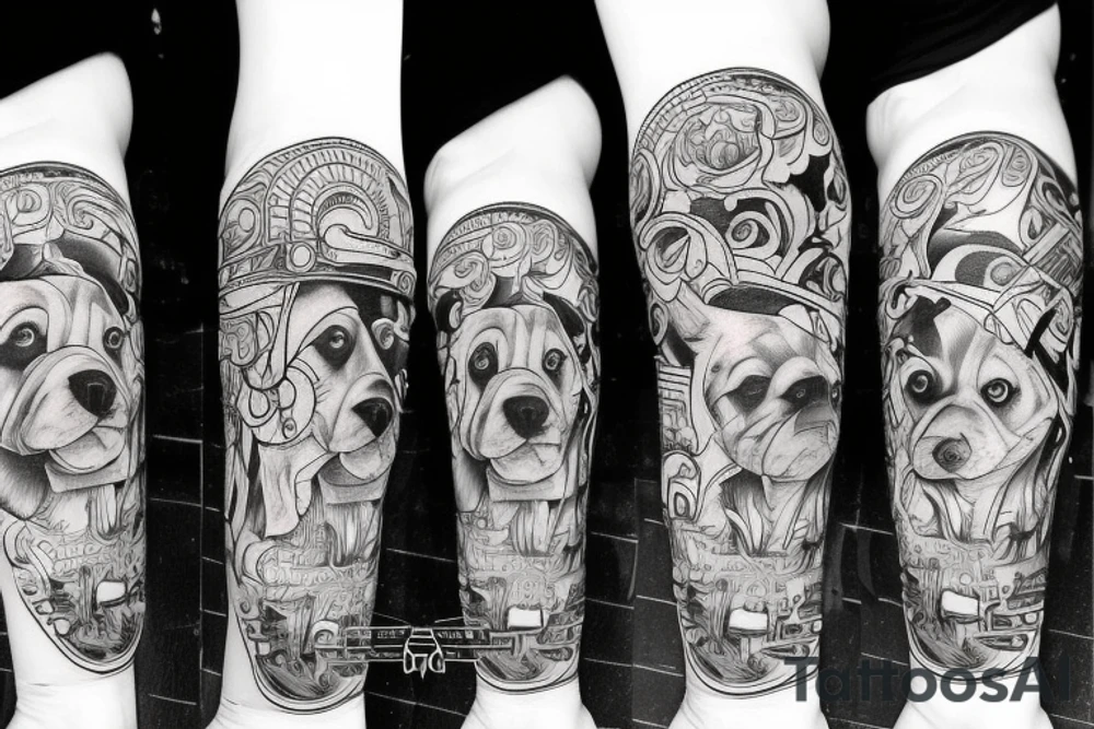 dog riding bike tattoo idea