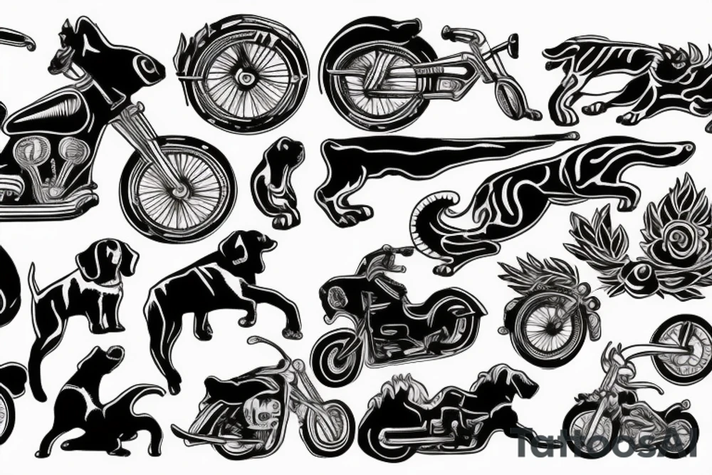 dog riding bike tattoo idea