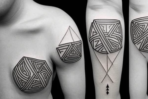 simple minimalist geometric shape tattoo with a spiritual message tattoo idea