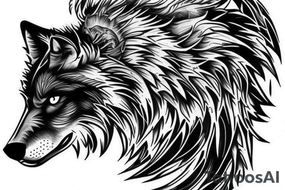 Family wolf strenght power warrior honor happines love tattoo idea