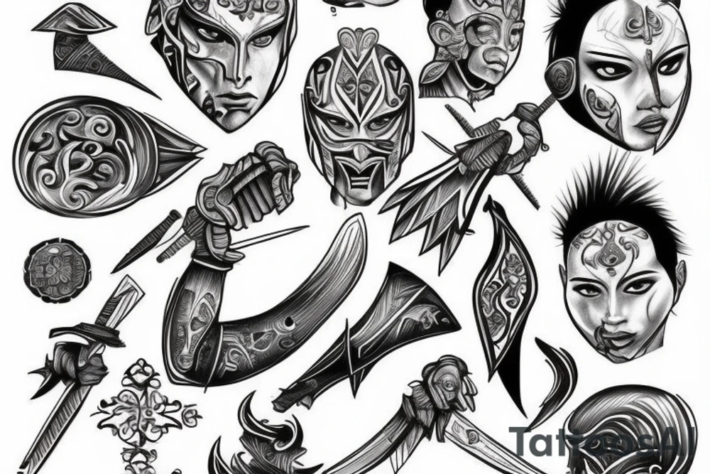 Family strenght power warrior honor happines love tattoo idea