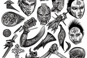 Family strenght power warrior honor happines love tattoo idea