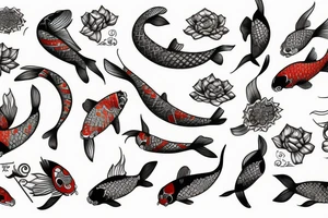 Geometrical Koi fish tattoo idea
