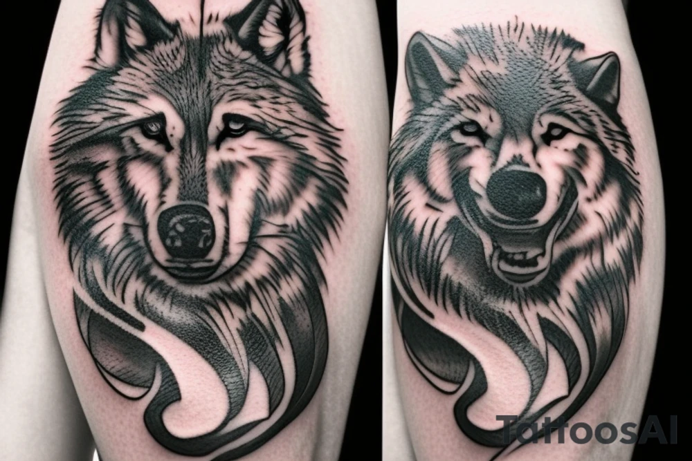 Wounded wolf tattoo idea