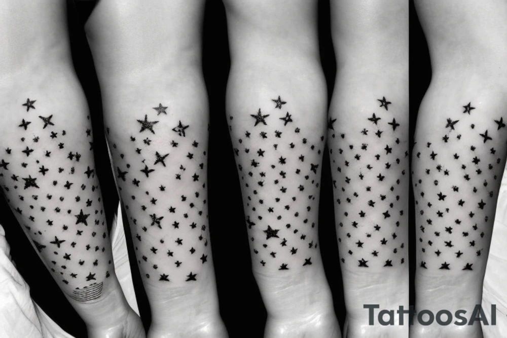 Vertical stars in a line tattoo idea