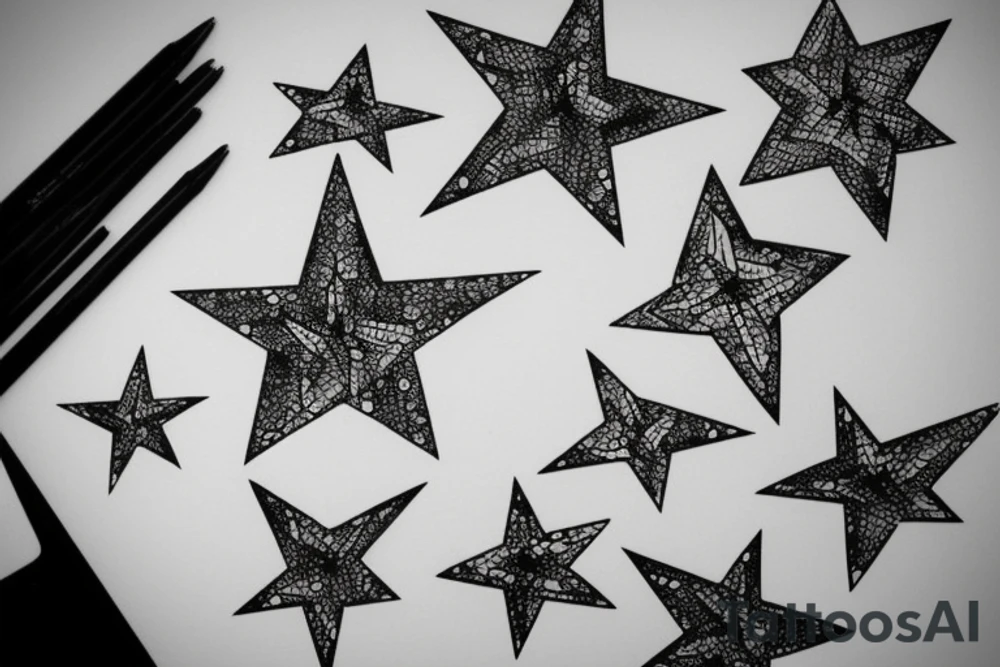 Vertical stars in a line tattoo idea