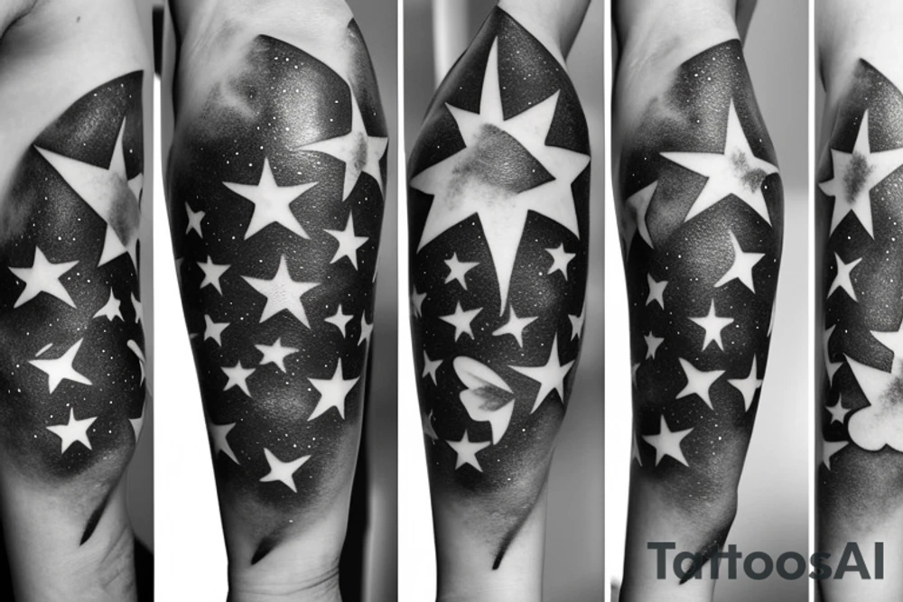 Thin line of stars tattoo idea
