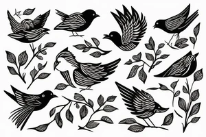 Birds on a house tattoo idea