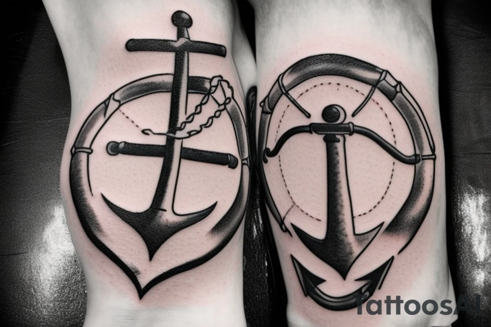 Ship anchor with a parachute attached to the top tattoo idea