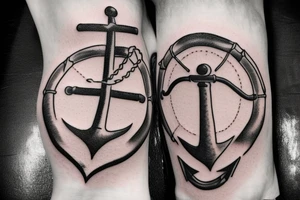 Ship anchor with a parachute attached to the top tattoo idea