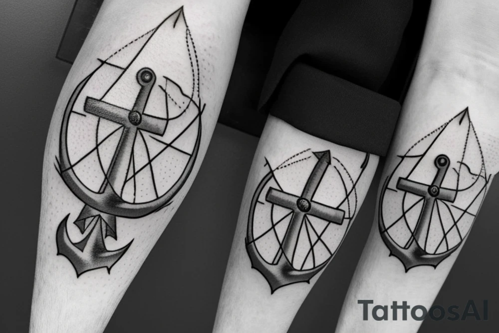 Ship anchor with a parachute attached to the top tattoo idea Ship anchor with a parachute attached to the top tattoo idea