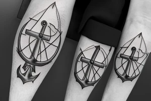 Ship anchor with a parachute attached to the top tattoo idea