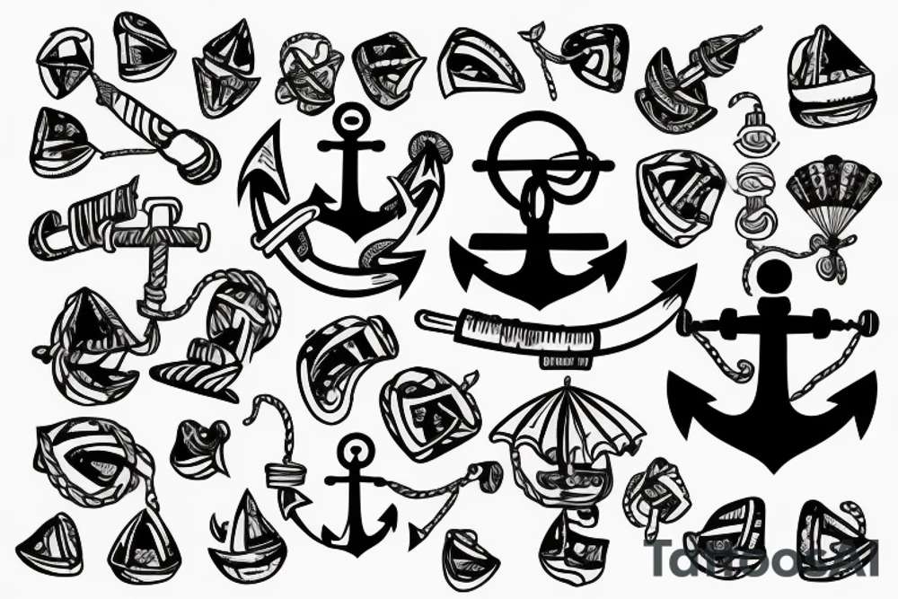 Anchor with a parachute tattoo idea