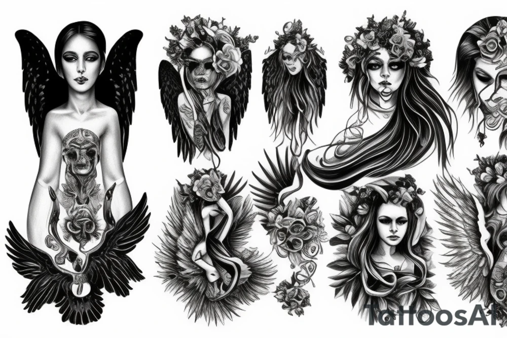 angel whispering esoteric tattoo idea