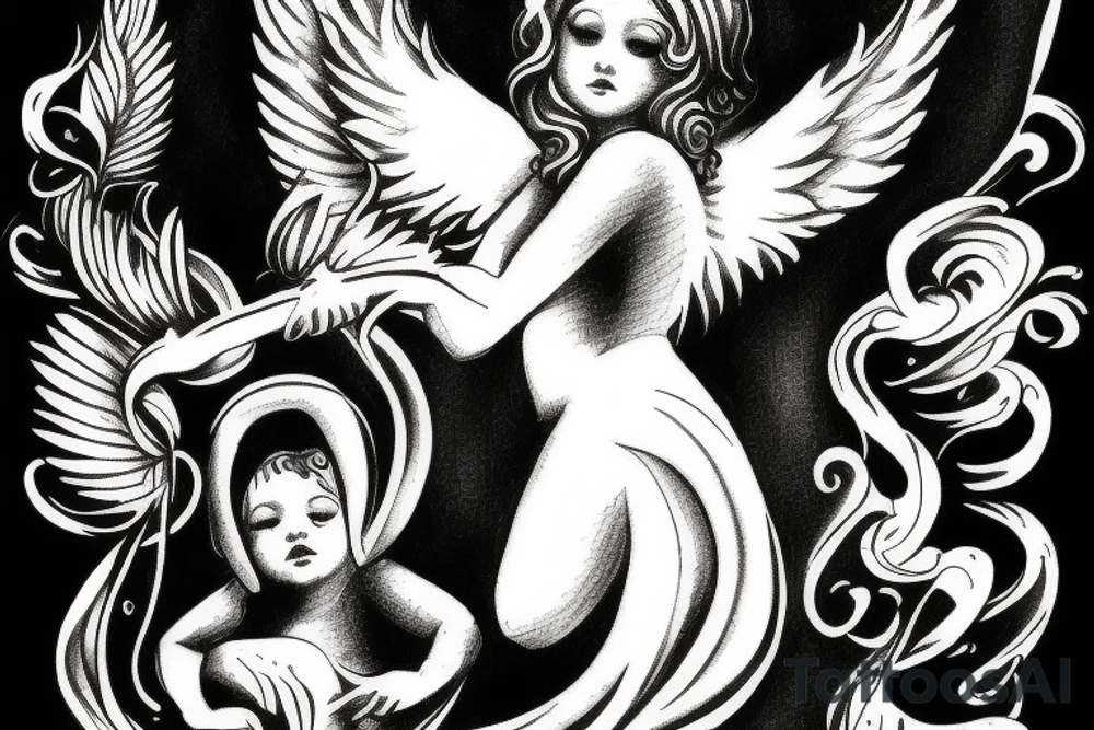 cherub angel whispering tattoo idea