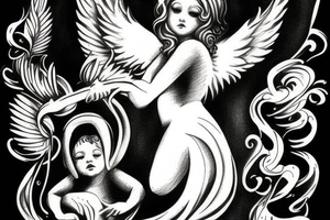 cherub angel whispering tattoo idea