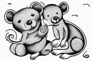 Bear cub sitting with a mouse tattoo idea