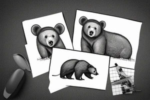Bear cub sitting with a mouse tattoo idea