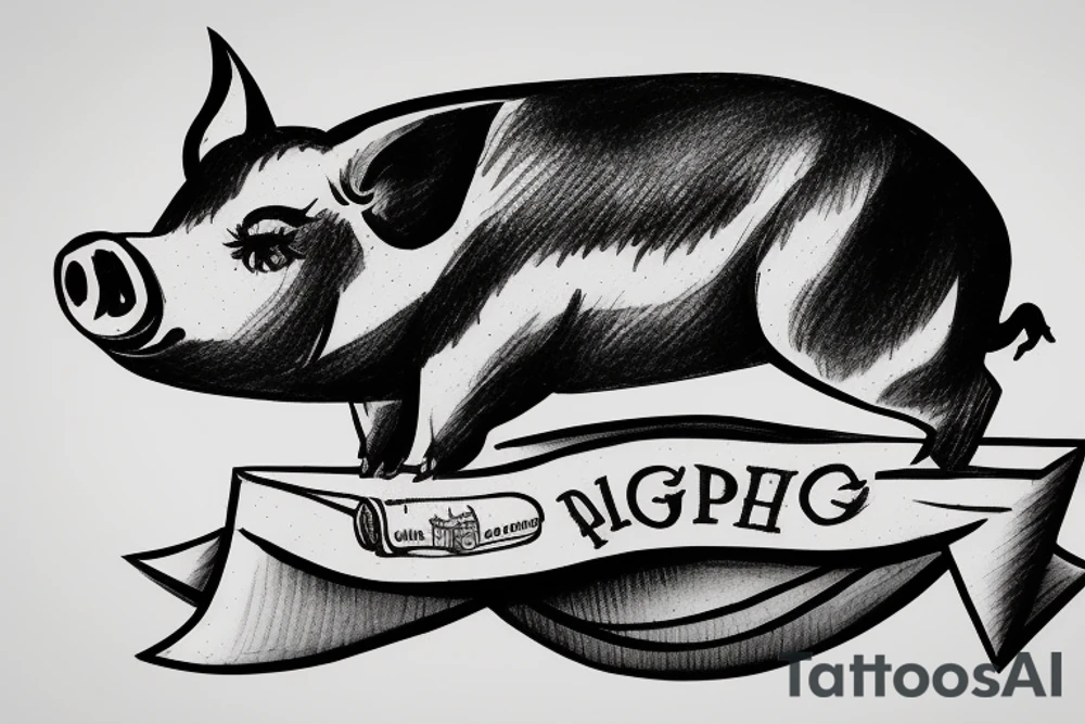 Pig Riding on top of a paper airplane tattoo idea