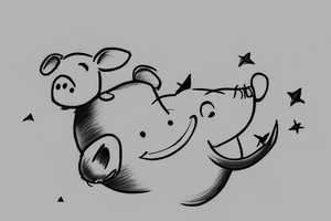 Piglet Riding on top of a paper airplane tattoo idea