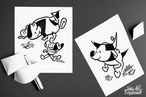 Piglet Riding on top of a paper airplane tattoo idea