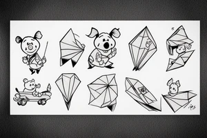 Piglet Riding on top of a paper airplane tattoo idea