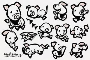 Piglet Riding on top of a paper airplane tattoo idea