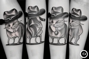 cat in a cowboy hat tattoo idea
