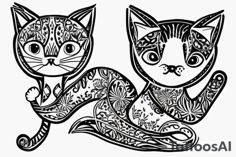 simplistic cat line art tattoo idea