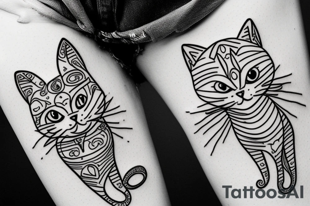 simplistic cat line art tattoo idea