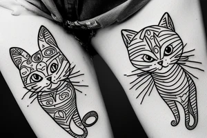 simplistic cat line art tattoo idea