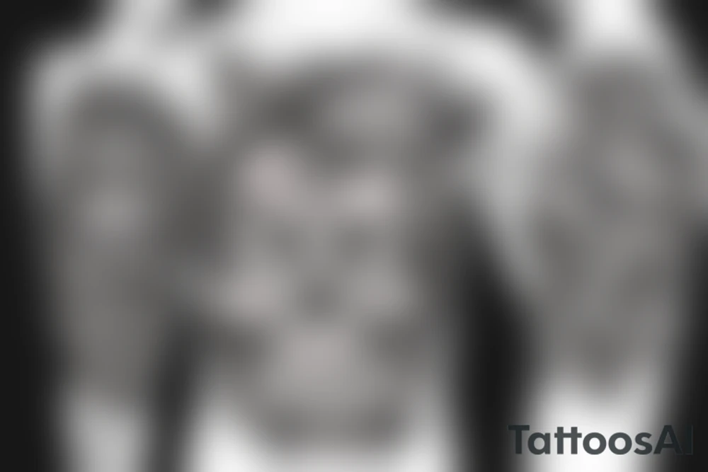 Thw skull of a bear with flowers and trees tattoo idea