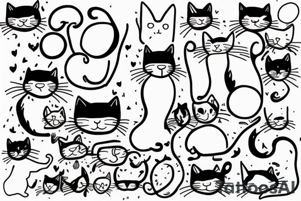 simple cat line art tattoo idea