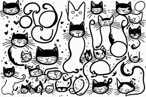 simple cat line art tattoo idea