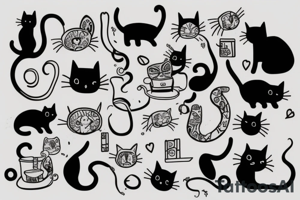 simple cat line art tattoo idea