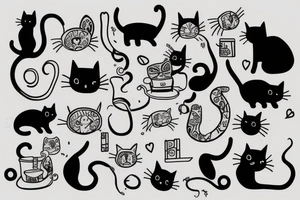 simple cat line art tattoo idea