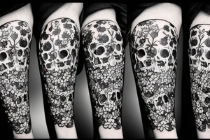 Bears skull with flowers and trees tattoo idea
