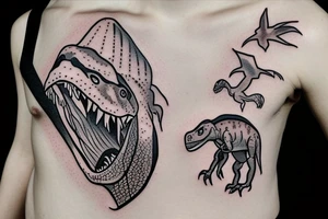 Dinosaur painting a picture tattoo idea